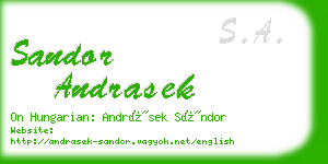 sandor andrasek business card